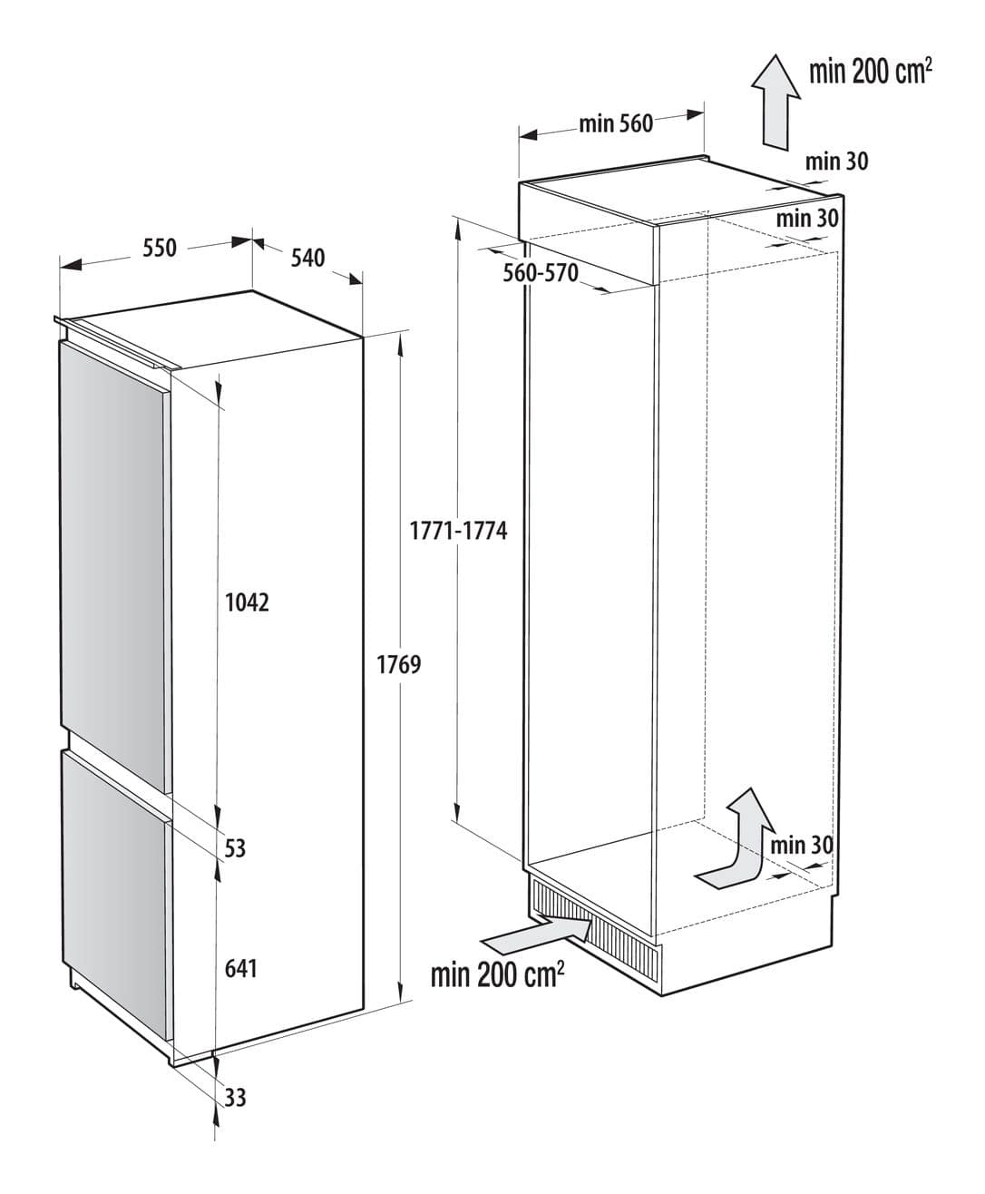 Gorenje RKI517D61 195 l / 75 l Einbau Kühl-/Gefrierkombination 177 kWh 745273