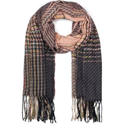 Strickschal STYLEBREAKER "Feinstrick Schal Zick-Zack gestreift", Damen, rosa (altrose, dunkelgrau), Obermaterial: 100% Polyester PES., Modisch, Modetücher