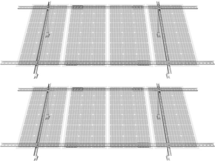 VEVOR Lot de 2 supports de montage pour panneaux solaires\, supports de panneaux solaires en plusieurs parties réglables de 30° à 60° pour 4 à 8 panneaux solaires\, support de panneaux solaires pour montage au sol en acier carbone