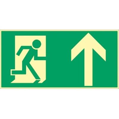Schild Rettungsweg geradeaus, Kunststoff, langnachleuchtend, 160-mcd, 400x200 mm