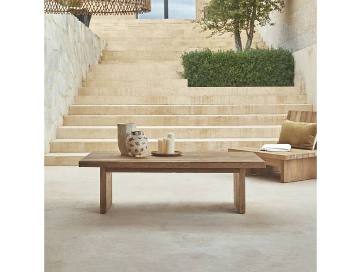 Garten-Couchtisch Joaquin aus massivem, recyceltem Teakholz, 150 x 80 - Natur