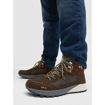 Sneaker CAMP DAVID, Herren, Gr. 43, Textil, braun (schwarz wood), Leder, unifarben, Schuhe Sneaker, mit Wechselfußbett