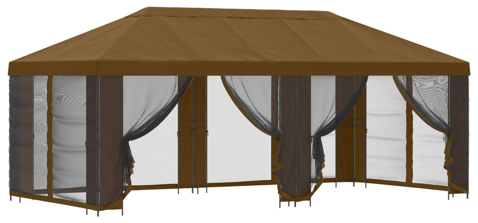 Garten Pavillon mit Seitenwänden 6 x 3 m Taupe