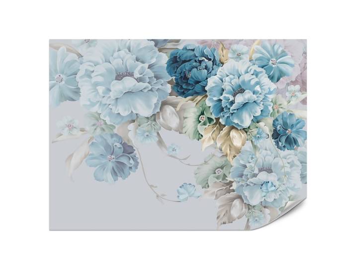 FOTOTAPETE für Schlafzimmer Blaue Pfingstrosen Zart Blumen Boho 200x140