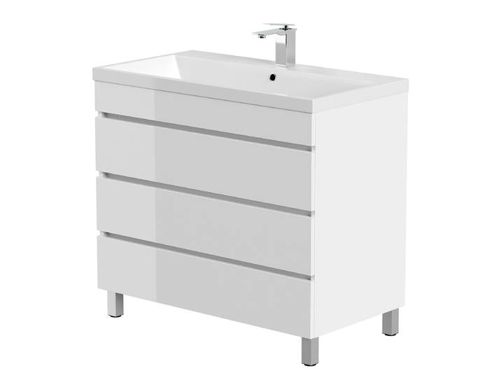 Meuble vasque sur pieds Fellini 90cm Blanc/Blanc brillant