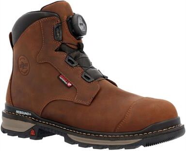 "Rocky Rams Horn 6"" BOA Comp Toe WP Work Boot - Mens 13 Brown Boot Medium"