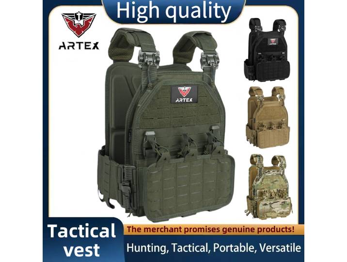 Gilet tactique ARTEX 6094 à dégagement rapide, découpé au laser, pour la chasse en extérieur, noir, de haute qualité