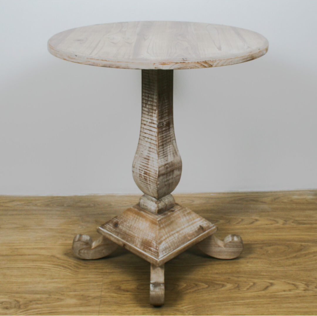 Lily Manor Coles Table Round Pillar 60Cm Wood Beige 72cm H X 60cm W X 60cm D
