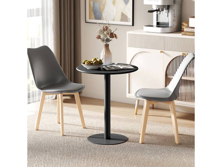 HOMCOM Table Ronde 2 Pers. Acier Int/Ext Noir