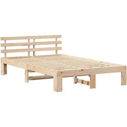 vidaXL Bettgestell mit Kopfteil Braun 120 x 190 cm Massivholz Kiefer