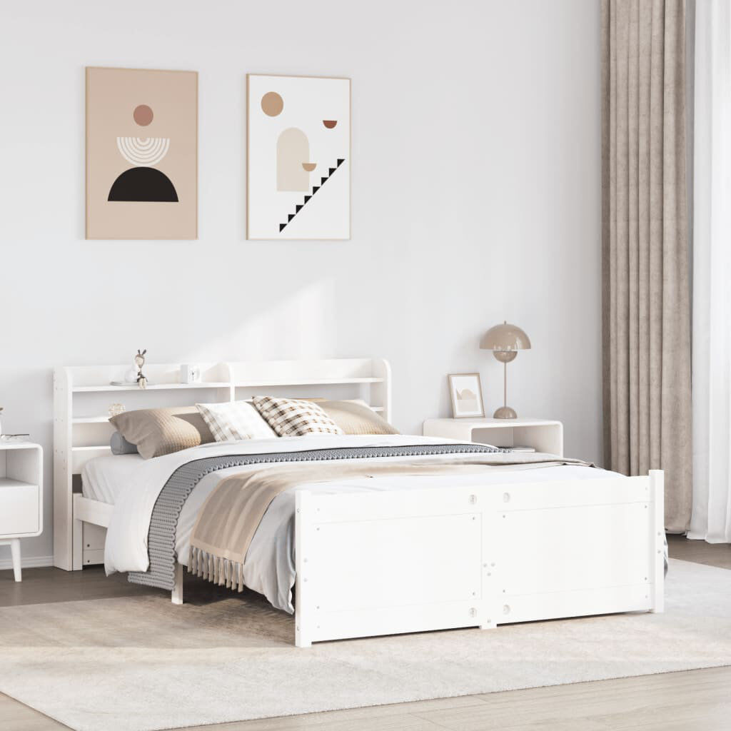 Latitude Run Bed Frame With Headboard Without Mattress White 150 x 218cm