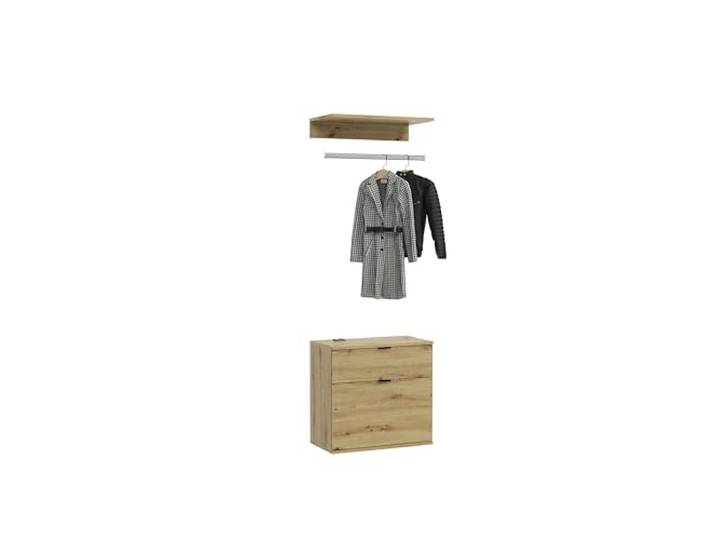 xonox.home - Kommode + Garderobenstange Projekt X 61x62x34 cm in Artisan Eiche - Sideboard Highboard Anrichte Beischrank Schrank -Zeitloses Design