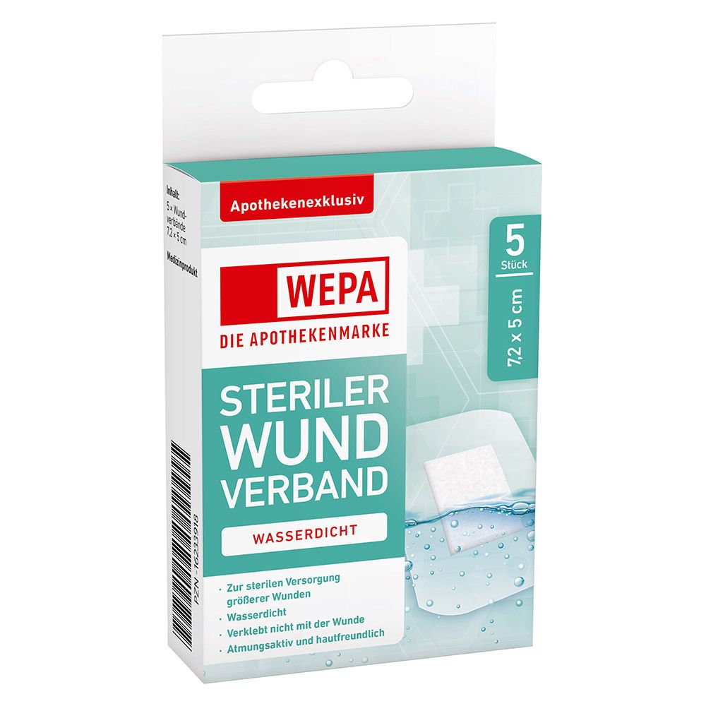 Wepa Wundverband wasserdicht 7,2x5 cm steril 5 St Pflaster