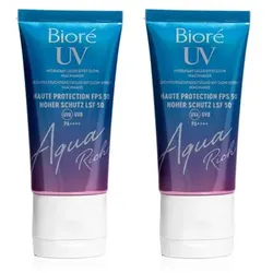 Bioré Aqua Rich UV LSF 50 leichtes Feuchtigkeitsfluid Glow-Effekt 2x50ml