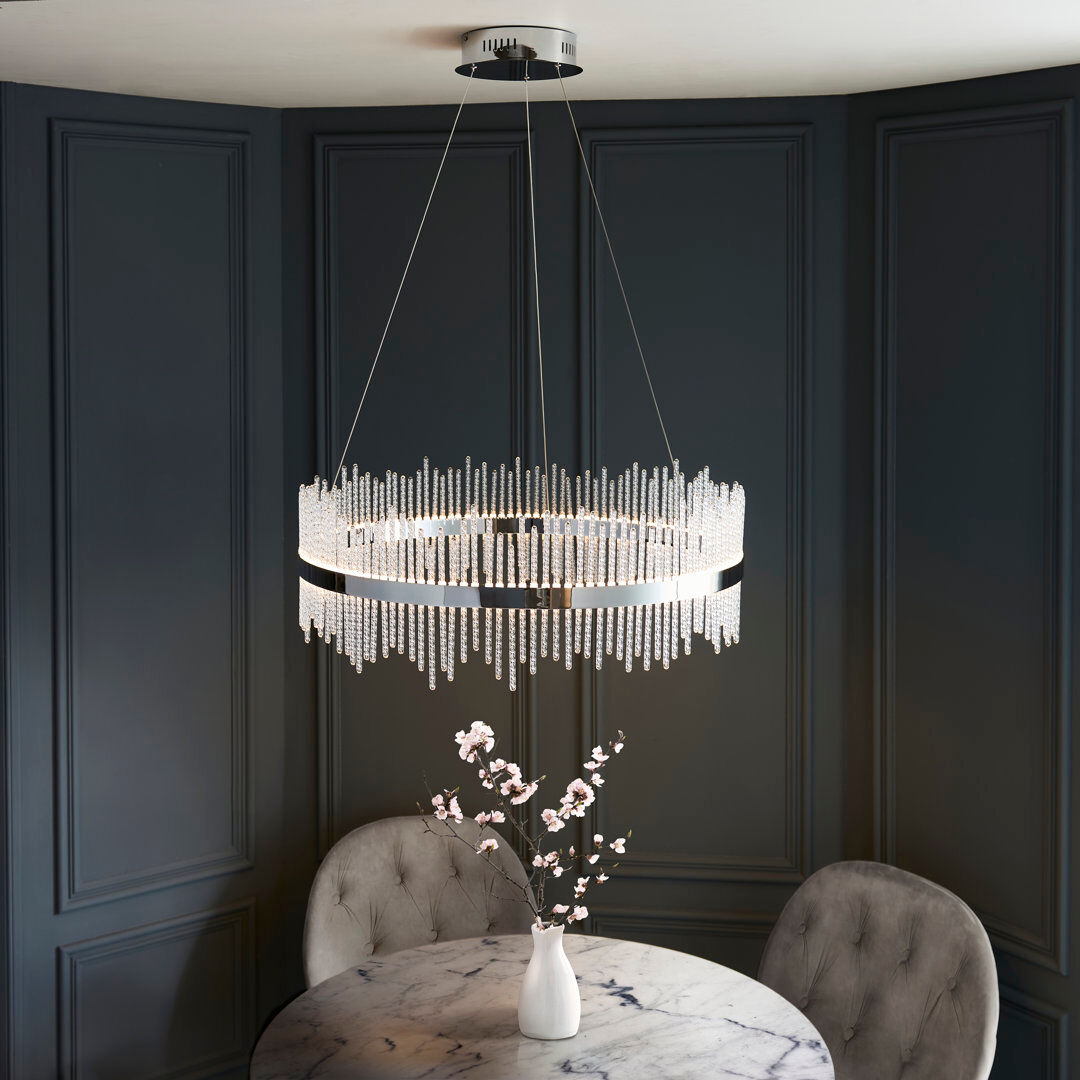 Canora Grey Angelisa 1 - Light LED Geometric Pendant Chrome plate & clear glass 200 H cm x 70 W cm