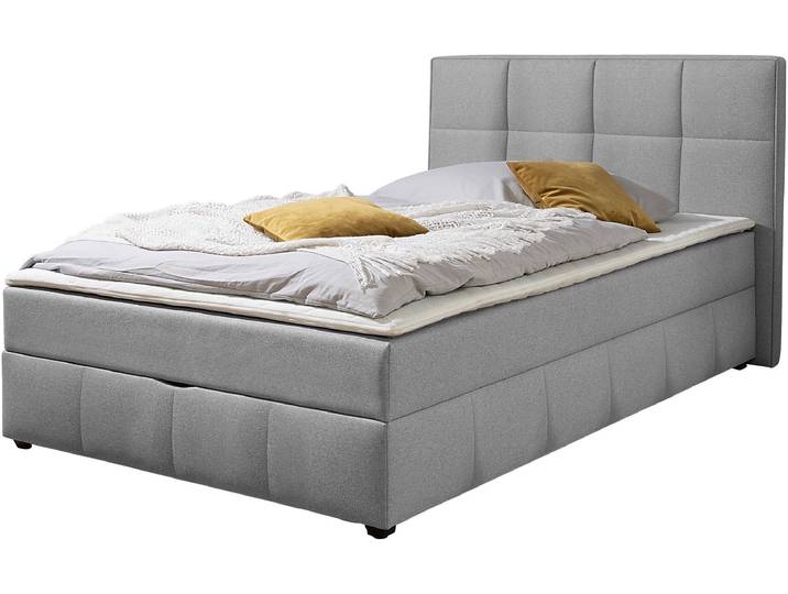 Boxbett HOME AFFAIRE Niemes inkl. Bettkasten und Topper, auch in Überlänge erhältlich , hellgrau, B:132cm L:210cm, Komplettbetten, Boxbett mit Bettkasten, inkl. Topper