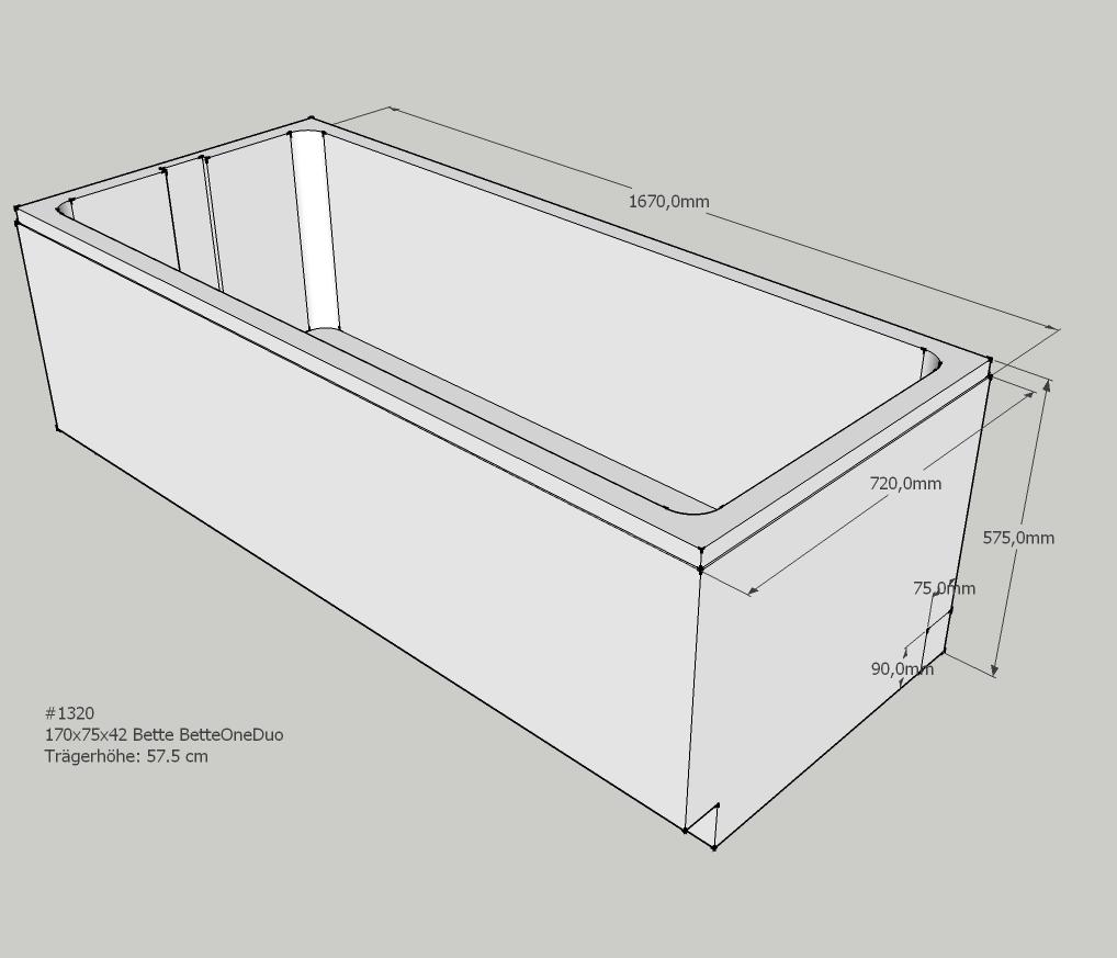 Neuesbad Wannenträger für für BetteOne 170x75cm, Trägerhöhe: 570 mm SW11472