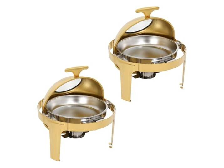 6QT Chafing Dishes for Buffet Roll Top Chafing Dish Buffet-Set Buffetherd Buffetwärmer-Chafers-Set aus Edelstahl, 2-tlg