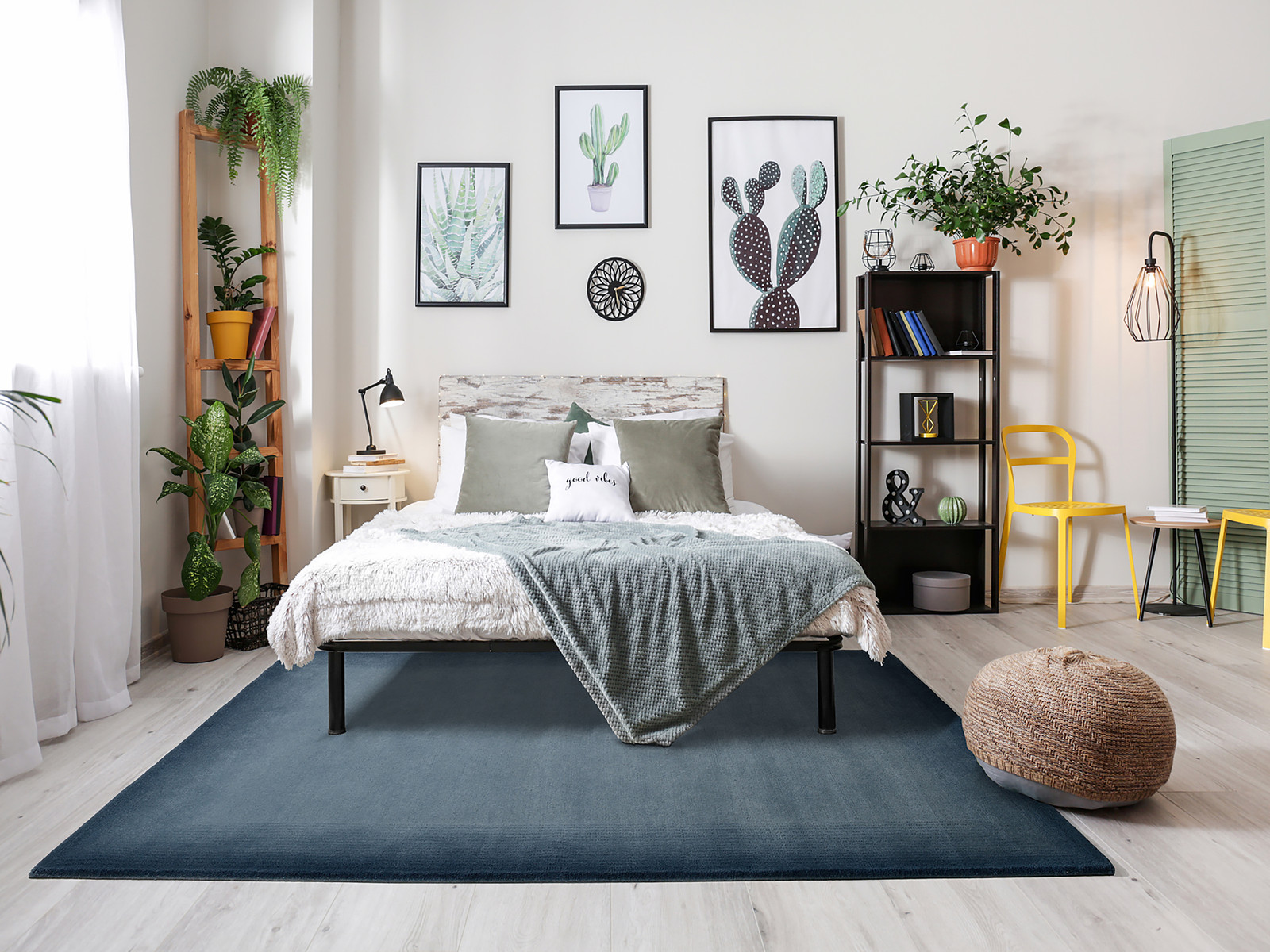 home24 Gradienta Wollen vloerkleed blauw 120 x 180 cm