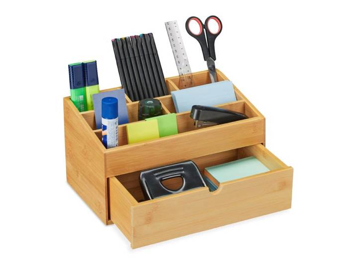 Relaxdays Bureau organizer bamboe