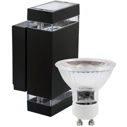 MegaLight LED Wandleuchten Set, eckig in schwarz inkl. 2x LED Leuchtmittel 5W