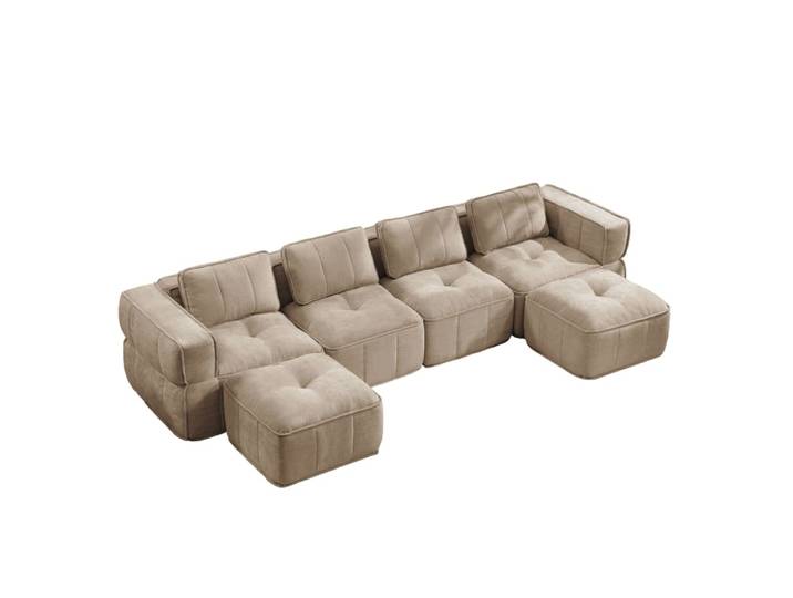 Canapé modulaire en u 4 places en polyester sable