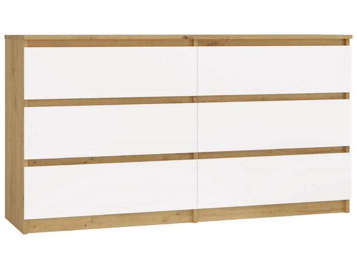 Grande commode à tiroirs TAAVI - chêne artisanal / blanc
