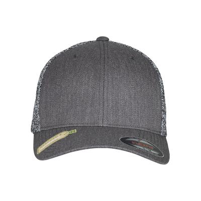 Flex Cap FLEXFIT "Flexfit Trucker Flexfit Trucker Melange Mesh", Gr. S/M, grau (schwarz, graumelange), 83% Polyacryl, 15% Wolle, 2% Elasthan, unifarben, Caps