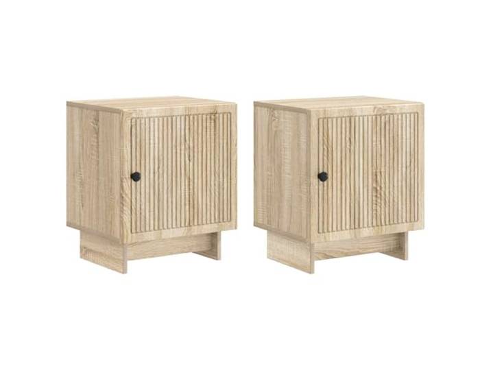 Coespram Nachttisch 2er Set Sonoma-Eiche Beistelltisch 43x34,5x50cm Praktische Nachtkommode für Schlafzimmer und Wohnbereich mit Schubladen für geordnete Utensilien im Alltag.