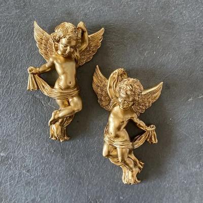 Inspired Finds CherubGlow Resin Angel Wall Hanging Set Cute Cartoon Angel Decor Pair CherubGlow Resin Angel Wall Hanging Set Cute Cartoon Angel Decor Pair