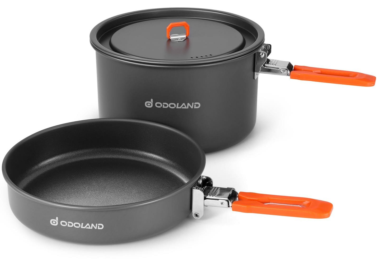 Selius Camping Kookgerei Mess Kit - Lichtgewicht Pot en Braadpan Set 2,4L met Mesh Tas