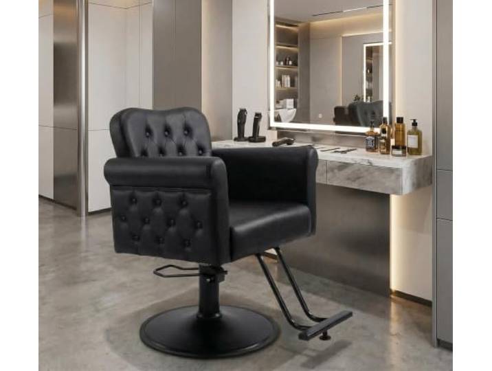 GarveeHome Friseurstuhl 360-Grad-Drehung, Hydraulischer Barberstuhl mit Fußstütze, Barber Chair Höhenverstellbar, 330kg Belastbar Friseursessel für Schönheitssalon, Schwarz