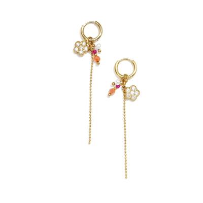 Paar Ohrhänger ADELIA´S, Damen, Gr. Damen, Edelstahl, goldfarben, Ohrringe, Modisch gestaltet mit Blumenanhängern und feinen Ketten.