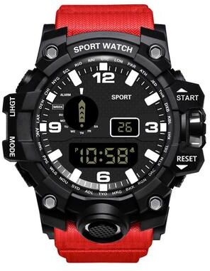 USA Free Shipping Shop Rugged Digital Sports Watch For Men Waterproof LED Military Fitness Watch red
