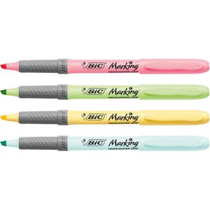 Bic Textmarker Highlighter Grip Pastell, 4 Stück, Strichbreite 1,6 - 3,3 mm, farbig sortiert
