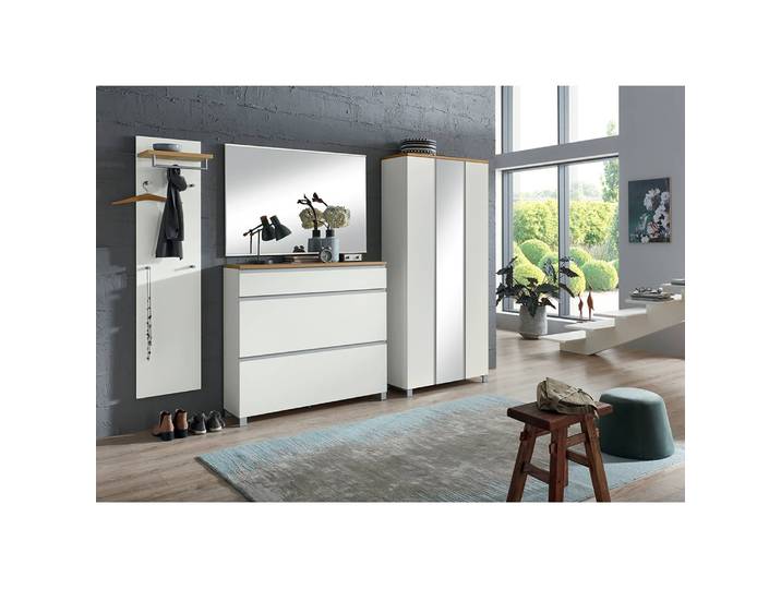 Armoire d’entrée II 89 x 193 x 37cm Blanc/Chêne/Blanc