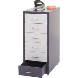 Rollcontainer Preston T851, Schubladenschrank Stahlschrank, 69x28x41cm 6 Schubladen ~ dunkelgrau weiß-dunkelgrau