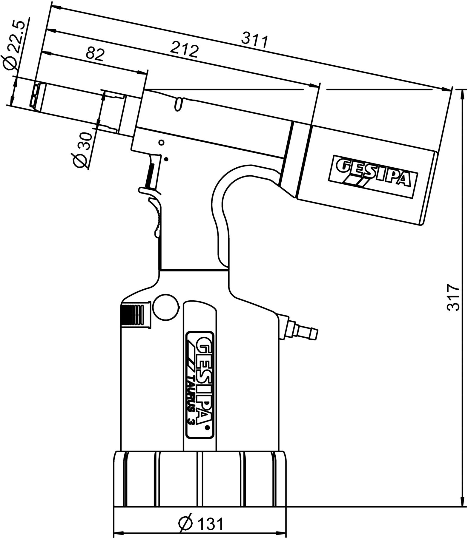 Gesipa Schliessringbolzen-Setzgerät TAURUS 3 4,8 mm Magna-Grip® (1450953)