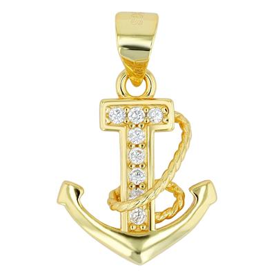 Ankeranhänger AKZENT "Tono" aus 925 Sterlingsilber, rhodiniert, langlebig", gold (vergoldet), Schmuckanhänger, Damen, Silber 925 (Sterlingsilber)