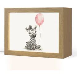 NACHTTISCHLAMPE Zebra - Baby - Tiere - Rosa Luftballon 20x15 cm