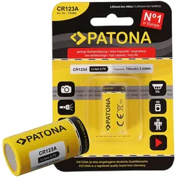 PATONA Li-Ion 3,7V Akku CR123A 16340 Zelle 700mAh 2,59Wh