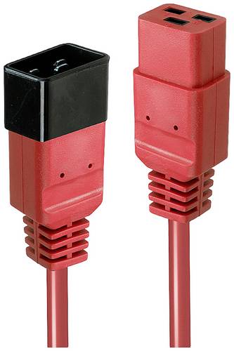 LINDY Strom Verlängerungskabel [1x Kaltgeräte-Buchse C19 - 1x Kaltgeräte-Stecker C20] 3.00m Schwarz, Rot