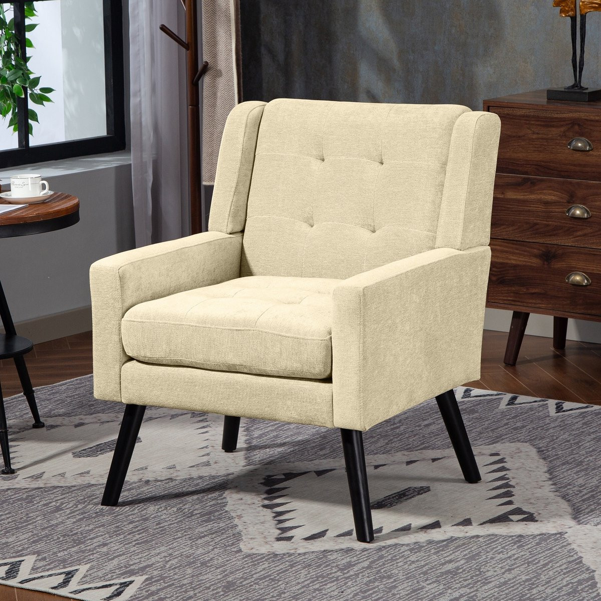 Welltin Scandinavische Gestoffeerde Fauteuil - Beige tv-stoel