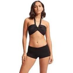 SEAFOLLY Damen Bikinihose Seafolly Collective Roll Top Boyleg, Größe 40 in Schwarz Schwarz