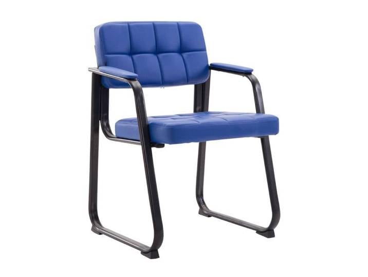 Chaise visiteur fauteuil de bureau sans roulette synthetique bleu BUR10222