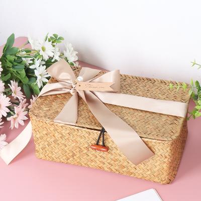 Friendly Fresh Finds Handwoven Seagrass Storage Basket With Lid Natural Wicker Organizer For Home Decor coffee s