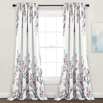 Lush Decor Mirabelle Watercolor Floral Room Darkening Window Curtain Panel Pair