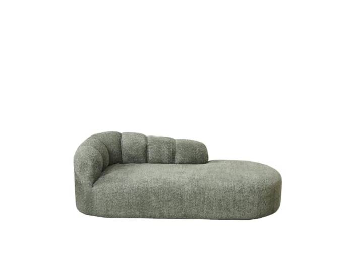 FurnitureR Chaiselongue Grün aus Chenille, Wellenrücken, 204 cm 204 cm lange Chaiselongue mit weicher Chenille, tiefem Schaumsitz und geschwungener Rückenlehne
