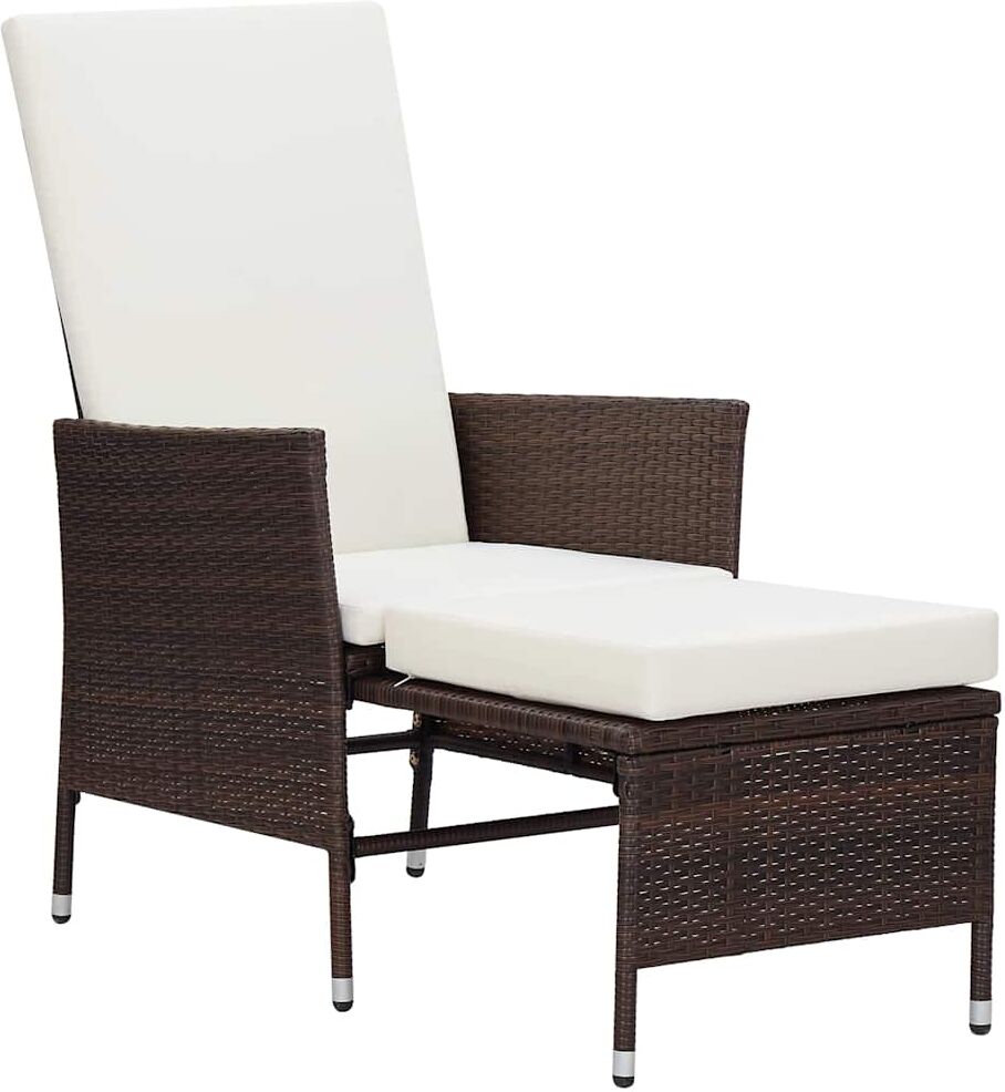 vidaXL Sillón reclinable de jardín con cojines ratán sintético marrón Marrón