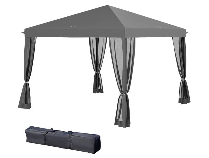 Outsunny Faltpavillon Pavillon Faltzelt Garten mit Seitenwänden 3x3m Hellgrau